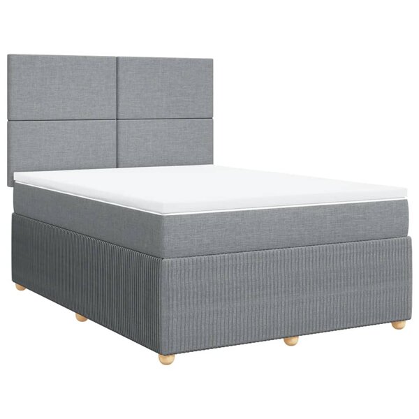 vidaXL Sommier à lattes de lit avec matelas Gris clair 140x200cm Tissu