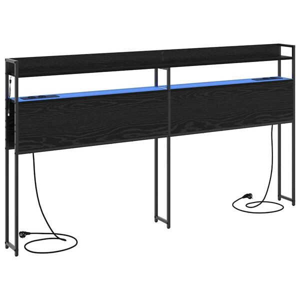 vidaXL Tête de lit avec étagère Chêne noir 200 cm Bois d'ingénierie