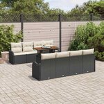 vidaXL Ensemble de canapé de jardin 9 Pièces Noir Poly rotin