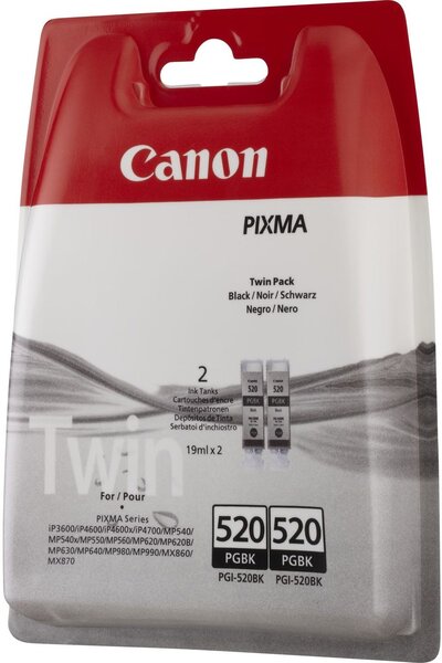 Canon pack de 2 cartouche d'encre  - pgi-520bk - noir - capacité standard blister avec alarme