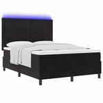 vidaXL Lit à ressort LED avec matelas Noir 140 x 200 cm tissu