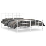 vidaXL Cadre de lit métal sans matelas et pied de lit blanc 150x200 cm