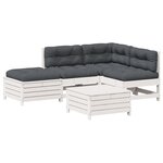 vidaXL Salon de jardin 5 Pièces avec coussins blanc bois massif de pin
