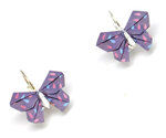 Boucles d'oreille papier origami papillon violet goutte