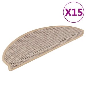 vidaXL Tapis d'escalier autocollants 15 Pièces 65x21x4 cm Beige clair