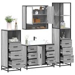 vidaXL Ensemble de meubles de salle de bain 4 Pièces sonoma gris