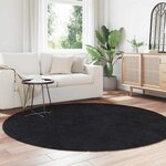 vidaXL Tapis shaggy à poils longs NAVARRA noir 200x200 cm polyester