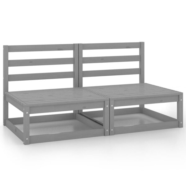 vidaXL Canapés centraux de jardin 2 Pièces Gris Bois de pin massif