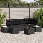 vidaXL Ensemble de canapé de jardin 7 pièces avec coussins beige poly rotin