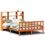 vidaXL Lit bibliothèque sans matelas cire marron 120x190cm pin massif