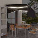 vidaXL Auvent manuel rétractable avec store et LED 4 5x3 m Anthracite