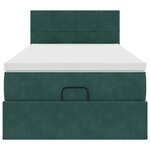 vidaXL Lit ottoman avec matelas et LED Vert foncé 90x200cm velours