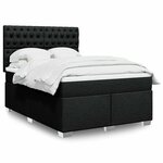 vidaXL Sommier à lattes de lit avec matelas Noir 140x190 cm Tissu