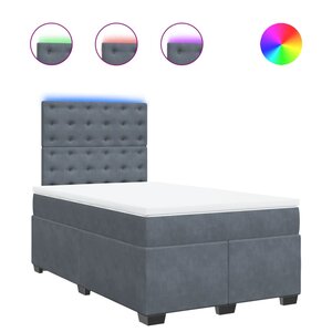 vidaXL Sommier à lattes de lit et matelas Gris foncé 120x200cm Velours