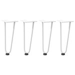 vidaXL Pieds en épingle à cheveux pour table basse 4 pièces Blanc 30 cm Acier massif