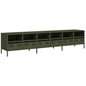 vidaXL Meuble TV vert olive 202x39x43 5 cm acier laminé à froid
