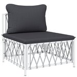 Salon de jardin meuble d'extérieur ensemble de mobilier avec coussins 11 pièces blanc acier 02_0018285