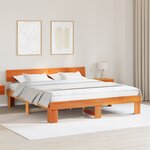 vidaXL Cadre de lit Marron cire 200 x 200 cm Bois de pin massif