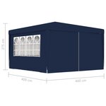 vidaXL Tente de réception avec parois latérales 4x4 m Bleu 90 g/m²