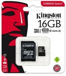 Carte mémoire Micro Secure Digital (micro SD) Kingston Canvas Select Plus 16Go Class 10 avec adaptateur