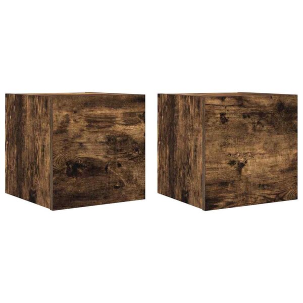 vidaXL Meubles TV muraux 2 Pièces Chêne fumé 30 5x30x30 cm