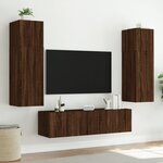 vidaXL Meuble TV mural avec lumières LED chêne marron 60x35x31 cm
