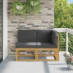 vidaXL Canapé d’extérieur milieu et coin avec coussin 2 Pièce Blanc