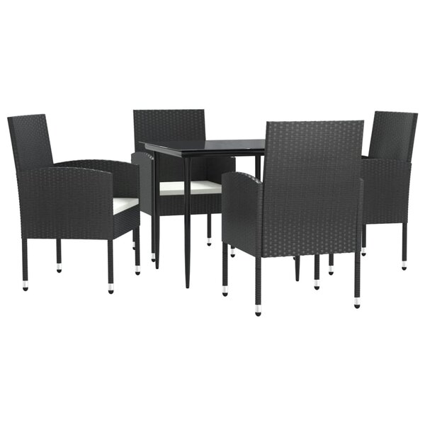 vidaXL Ensemble à manger de jardin 5 Pièces noir résine tressée et acier