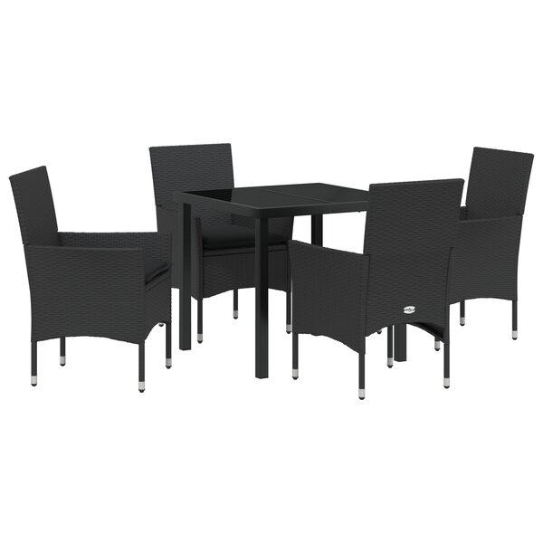 vidaXL Ensemble de salle à manger de jardin 5 pièces avec coussins  noir en résine tressée.