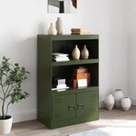 vidaXL Buffet vert olive 67x39x107 cm acier