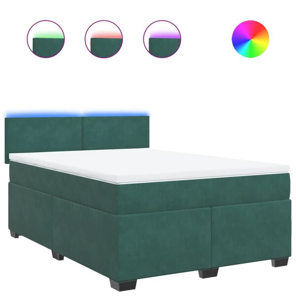 vidaXL Sommier à lattes de lit et matelas Vert foncé 140x190cm Velours