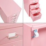 Caisson de bureau armoire meuble de rangement à roulettes avec 5 tiroirs 69 x 28 x 41 cm rose 03_0009104