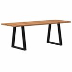 vidaXL Table à manger avec bord naturel 220x80x74 cm bois massif chêne