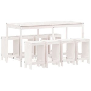 vidaXL Ensemble de bar de jardin 9 Pièces blanc bois de pin massif