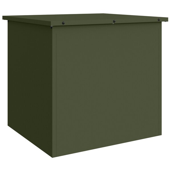 vidaXL Boîte de rangement dehors Verte Olive - 55 x 50 5 x 50 cm  faite en acier laminé à froid.