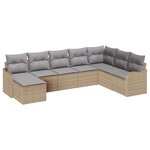 Ensemble de canapés de jardin 8 pièces avec coussins Beige Rotin Synthétique
