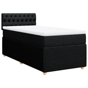 vidaXL Sommier à lattes de lit avec matelas Noir 100x200 cm Tissu