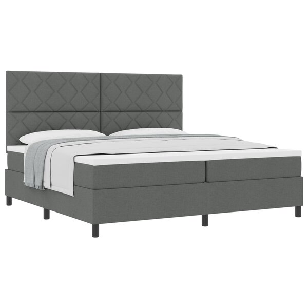 vidaXL Lit Box Spring avec Matelas Gris Foncé 200x200 cm Tissu