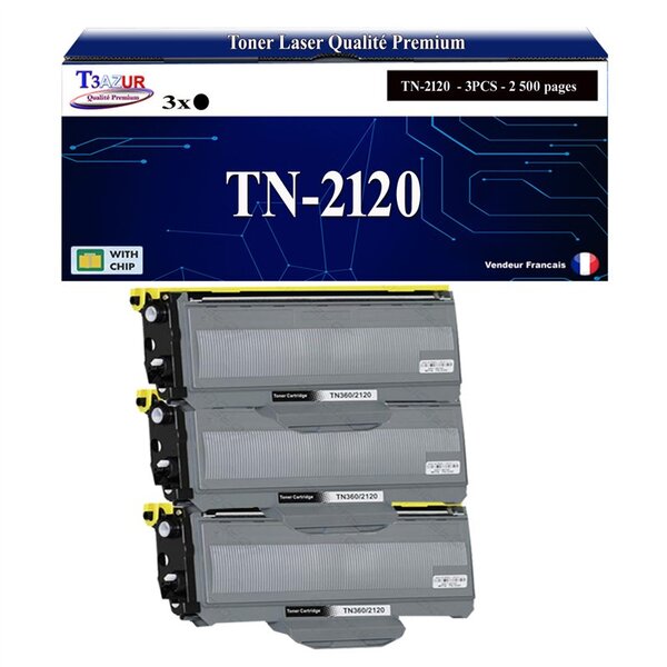 3 Toners compatibles avec RICOH AFICIO SP1200  SP1200S  SP1200SF  SP1210  SP1210  SP1210N  TN2120 - 2 600 pages - T3AZUR