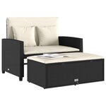 vidaXL Canapé de jardin avec coussins 2 places noir résine tressée