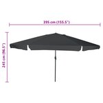 Parasol de jardin vidaXL ø395x245 cm Anthracite