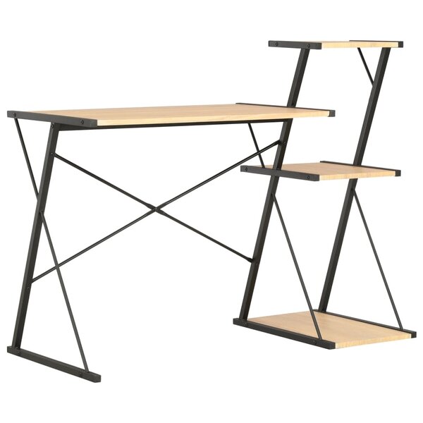 vidaXL Bureau avec étagère Noir et chêne 116x50x93 cm