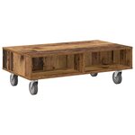 vidaXL Table d'appoint avec roues Bois ancien 90 x 50 x 30 cm