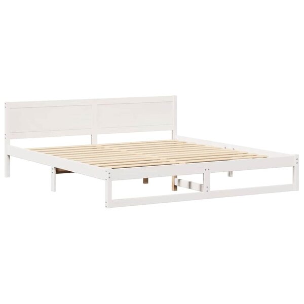 vidaXL Cadre de lit Blanc 200 x 200 cm Bois de pin massif
