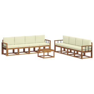vidaXL Ensemble de canapés d'extérieur 9 Pièces Naturel et Crème