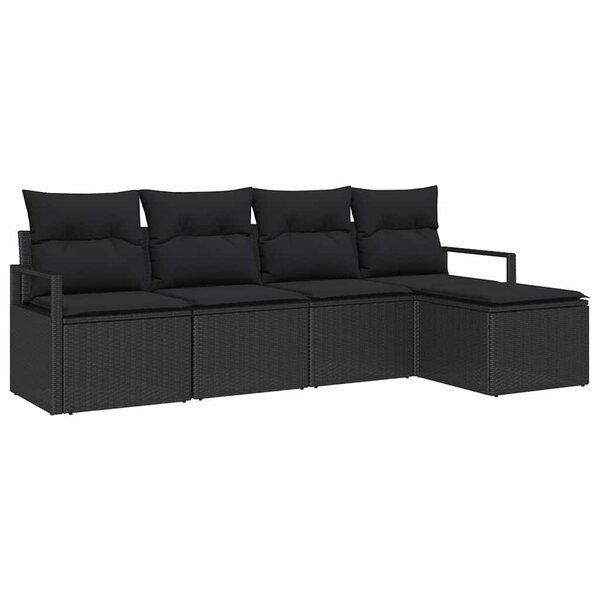 vidaXL Ensemble de Canapés avec coussin 5 Pièces Noir polyrotin