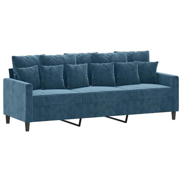 vidaXL Canapé à 3 places Bleu 180 cm Velours