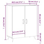 vidaXL Buffet gris béton 69 5x34x90 cm bois d'ingénierie
