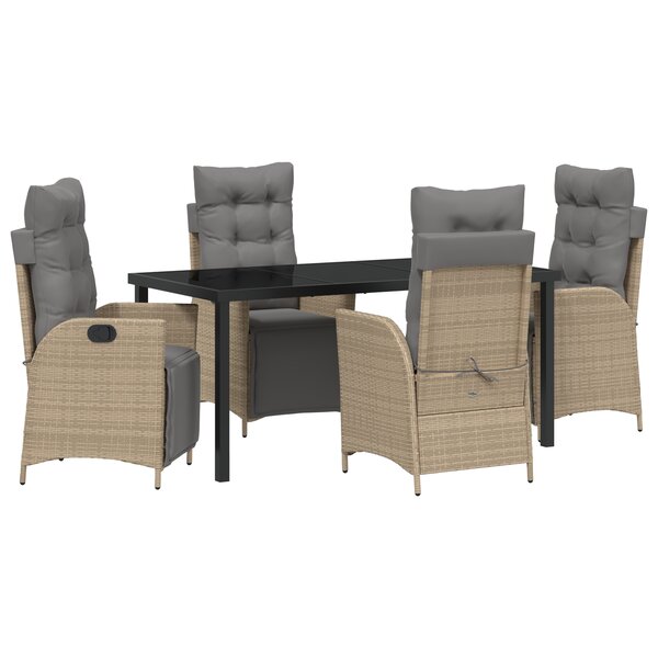 vidaXL Ensemble de salle à manger de jardin de 5 pièces en poly rattan beige