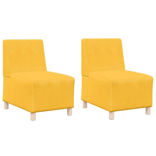 vidaXL Unité de Sofa Modulaire Sans Accoudoirs 2 Pièces Jaune clair